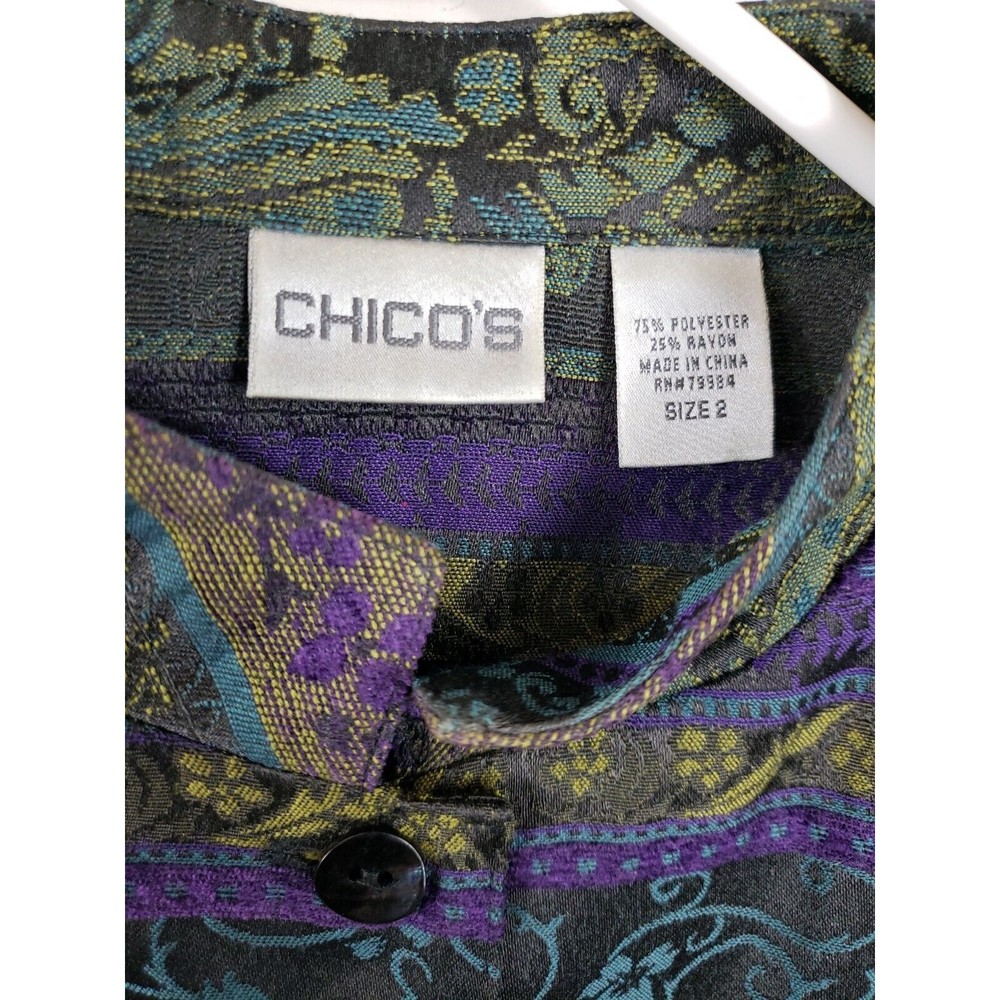 Chico's Multicolored Print Unlined Buttoned Long … - image 4